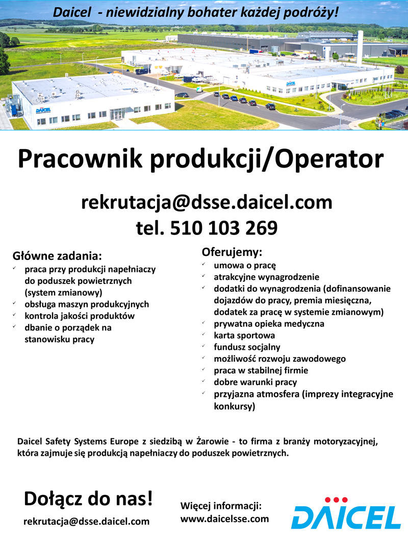 Pracownik produkcji/Operator - ogłoszenie Praca 